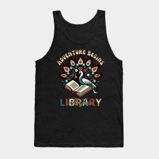 Adventure Begins At Your Library Summer Reading 2024 Peacock Read a Book Tank Top